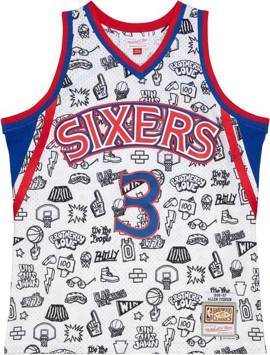 Actual product image Mitchell & Ness M&N DOODLE Swingman Mesh Jersey Philadelphia 76ers (XL)