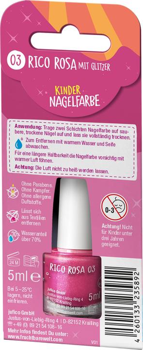 Image du produit Fruchtbar Couleur des ongles pour enfants (Rico Rose avec paillettes, Vernis couleur)