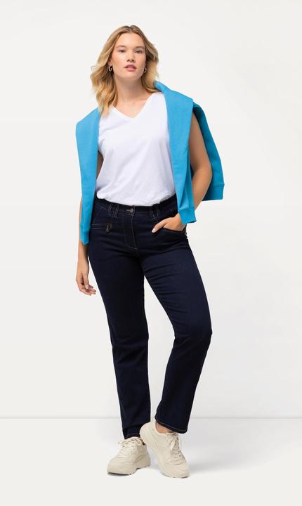 Immagine prodotto Ulla Popken Jeans modello Mony con gamba conica, tessuto elasticizzato e tasche con zip (48)