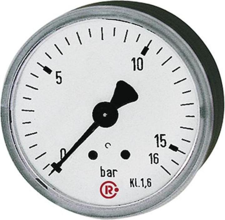 Produktbild Riegler 101754 Standardmanometer, rückseitig zentrisch, G 1/4, 0 - 10 bar, Ø 63 (Messgerätkoffer)