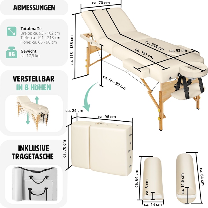 Actual product image tectake 3 Zonen Massageliege-Set
