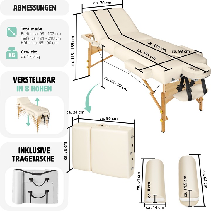 Immagine prodotto tectake 3 Zonen Massageliege-Set