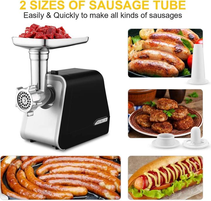 Actual product image Nictemaw Electric Meat Grinder with Sausage Stuffer, 2000W, 3 Plates, Reverse Function