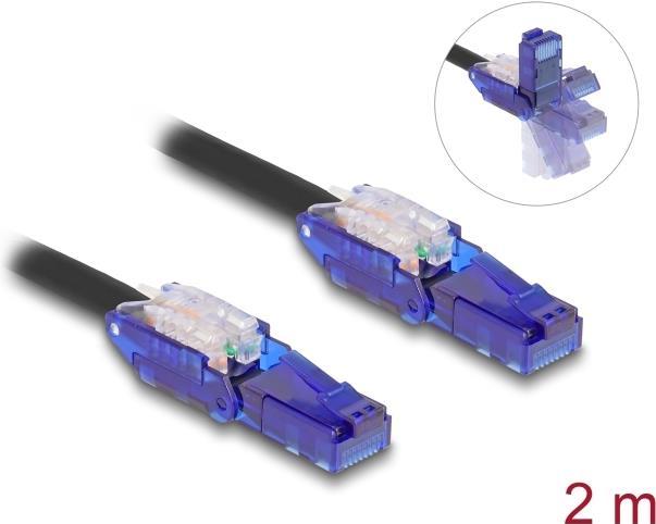 Actual product image Delock RJ45 network cable Cat.6 UTP with 180° angled connector (U/UTP, UTP, CAT6, 2 m)