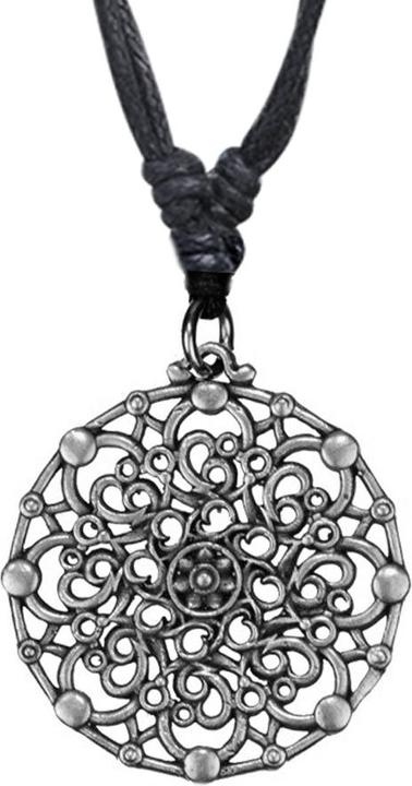Produktbild Star Piercing Halskette schwarz Anhänger silber Blume Mandala (Messing)