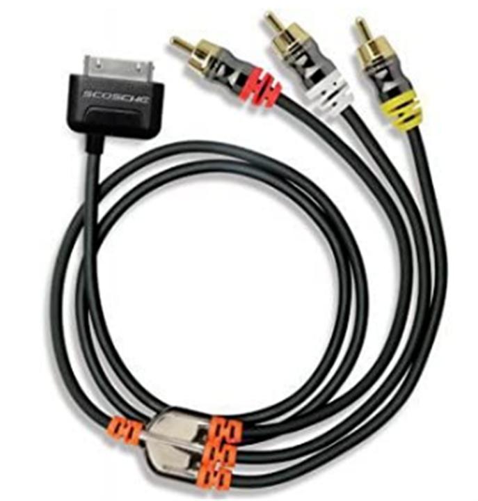 Actual product image Scosche sneakPEEK RCA Composite Audio/ Video Cable for iPad/iPhone /iPod touch Black (0.21 m, Cinch)