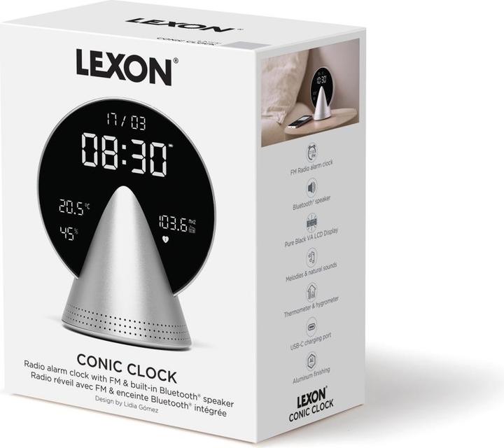 Productafbeelding Lexon Alarm clock Conic Clock platinium grey