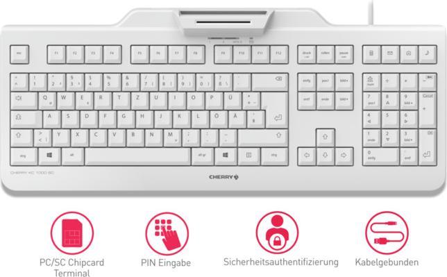 Produktbild CHERRY KC1000 SC Smartcard Light Grey DE (DE, Kabelgebunden)