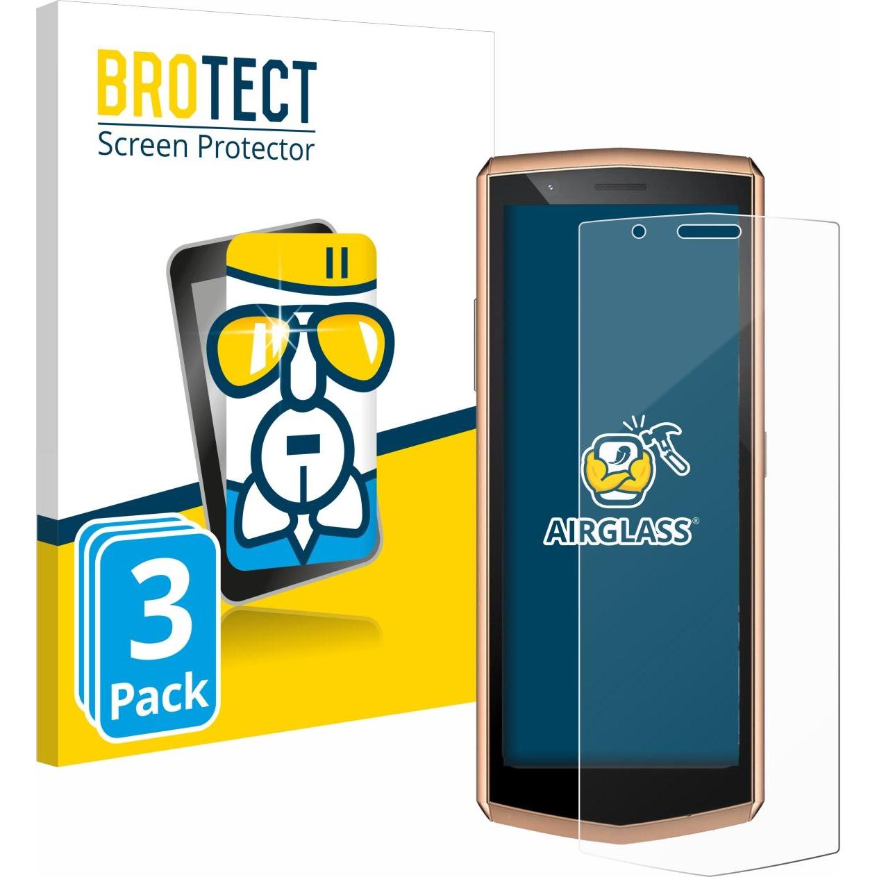 BROTECT AirGlass Panzerglasfolie (3 Stück, Cubot Pocket 3), Smartphone Schutzfolie, Transparent
