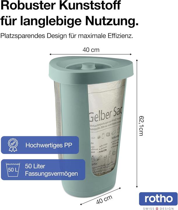 Image du produit Rotho Fabu afvalzakkenhouder 50L met deksel - groen (1038005092PCWS) (50 l)