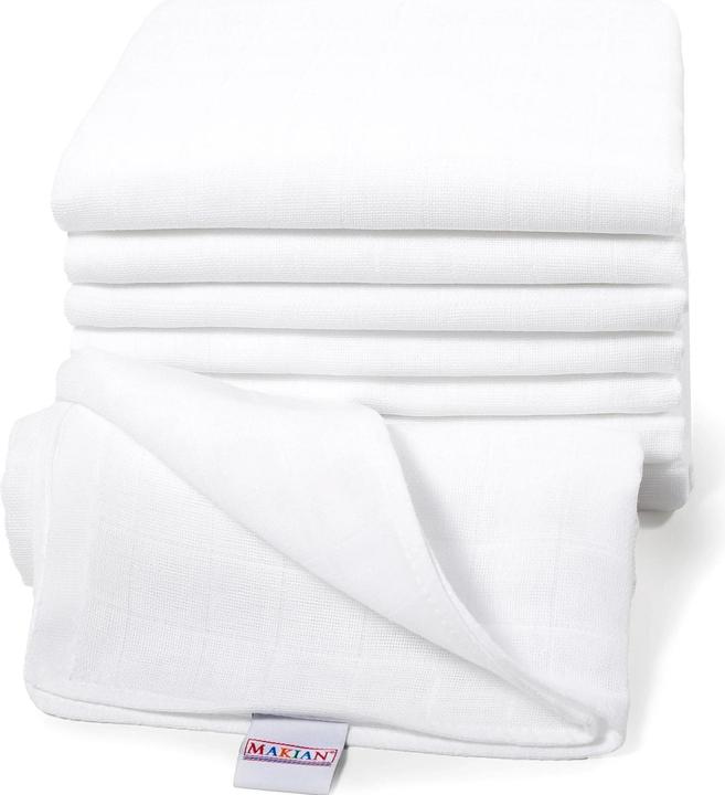 Makian Moltontuch 8-er Set 70 x 70 cm, Weiss (70 cm, 70 cm)