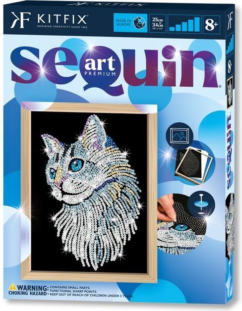 Produktbild M-Cab KIT Paillettenkunst Blau Premium, Weisse Katze