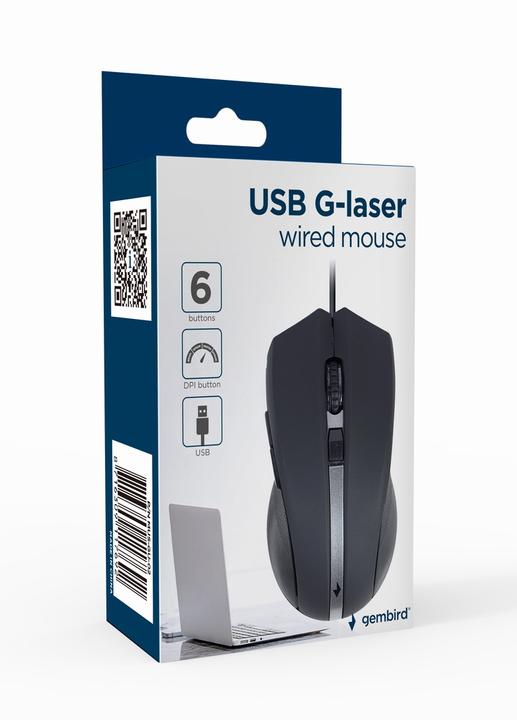 Produktbild Gembird MUS-GU-02 Maus Beidhändig USB Typ-A Laser 2400 DPI (Kabelgebunden)
