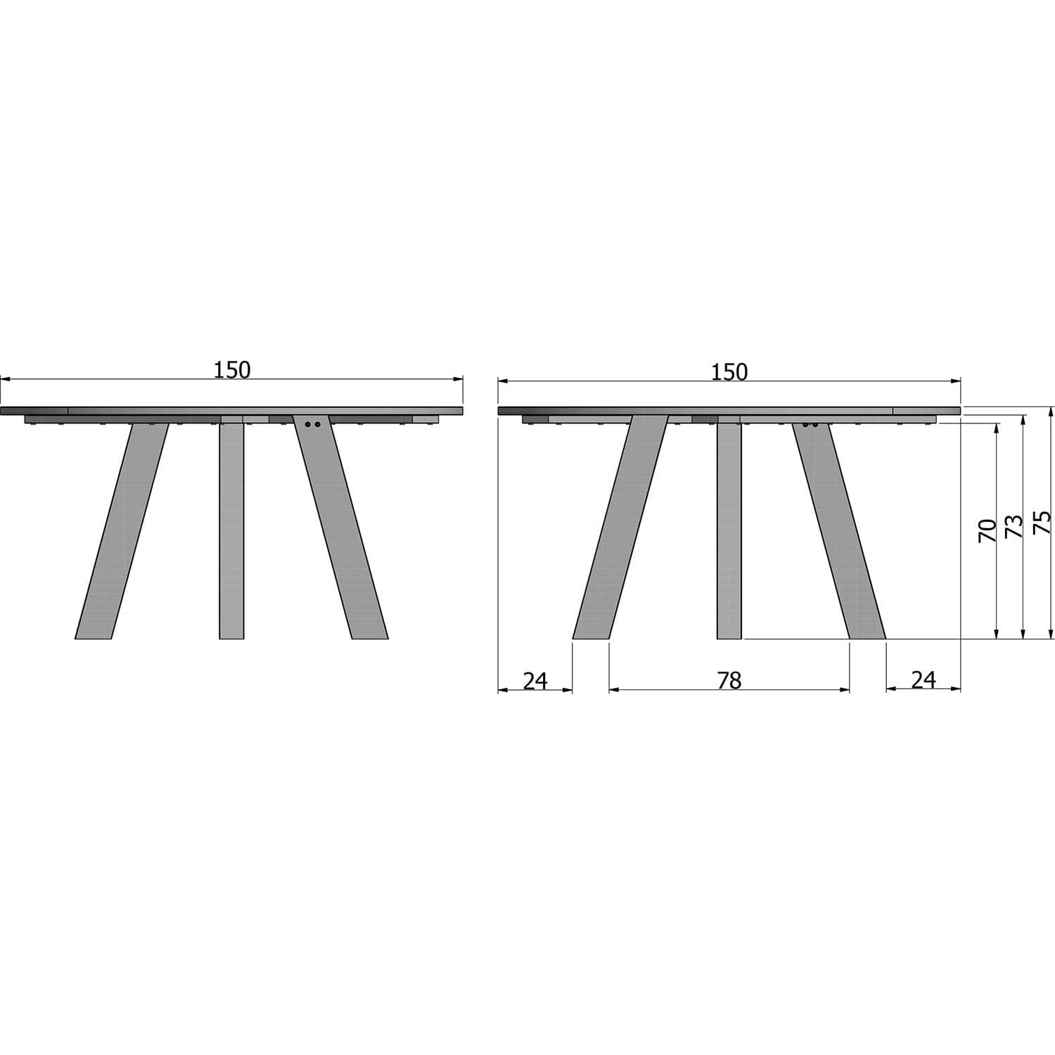 Thumbnail - Woood, Esstisch, Rhonda (75 x 150 x 150 cm)