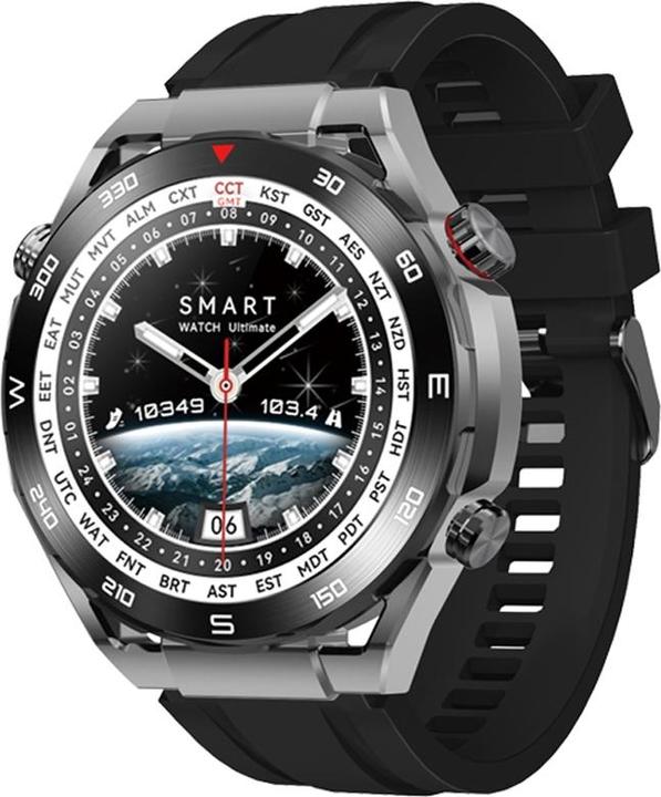 Actual product image Gino Rossi Veltori VT100-1 Smartwatch + schwarzes Silikonarmband + schwarzes Öko-Leder