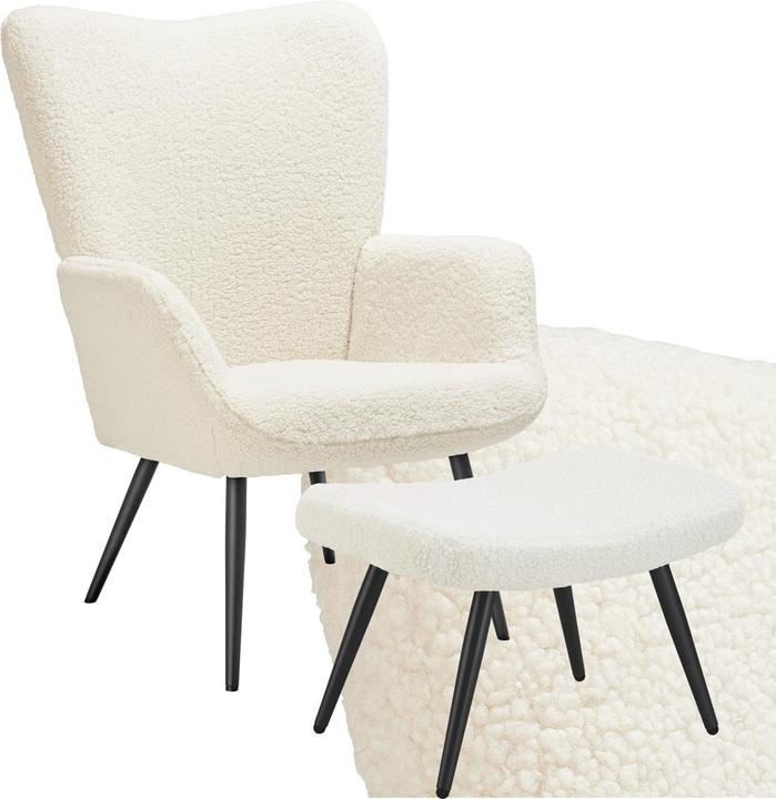 Bouclé Creme, Schwarz