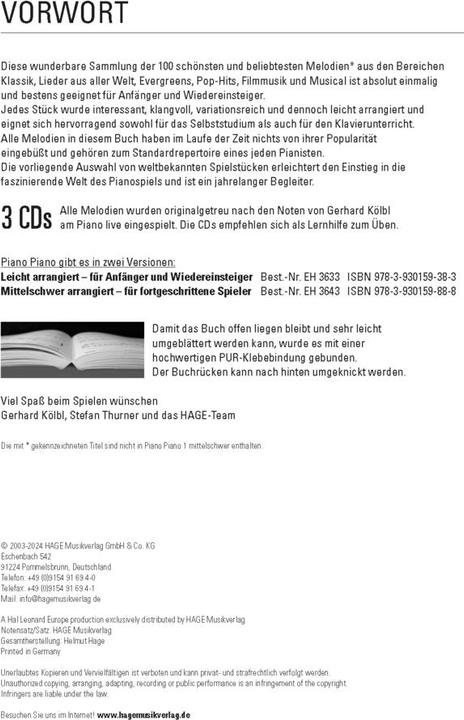 Produktbild Piano Piano. Notenbuch (Deutsch, Gerhard Kölbl, 2003)