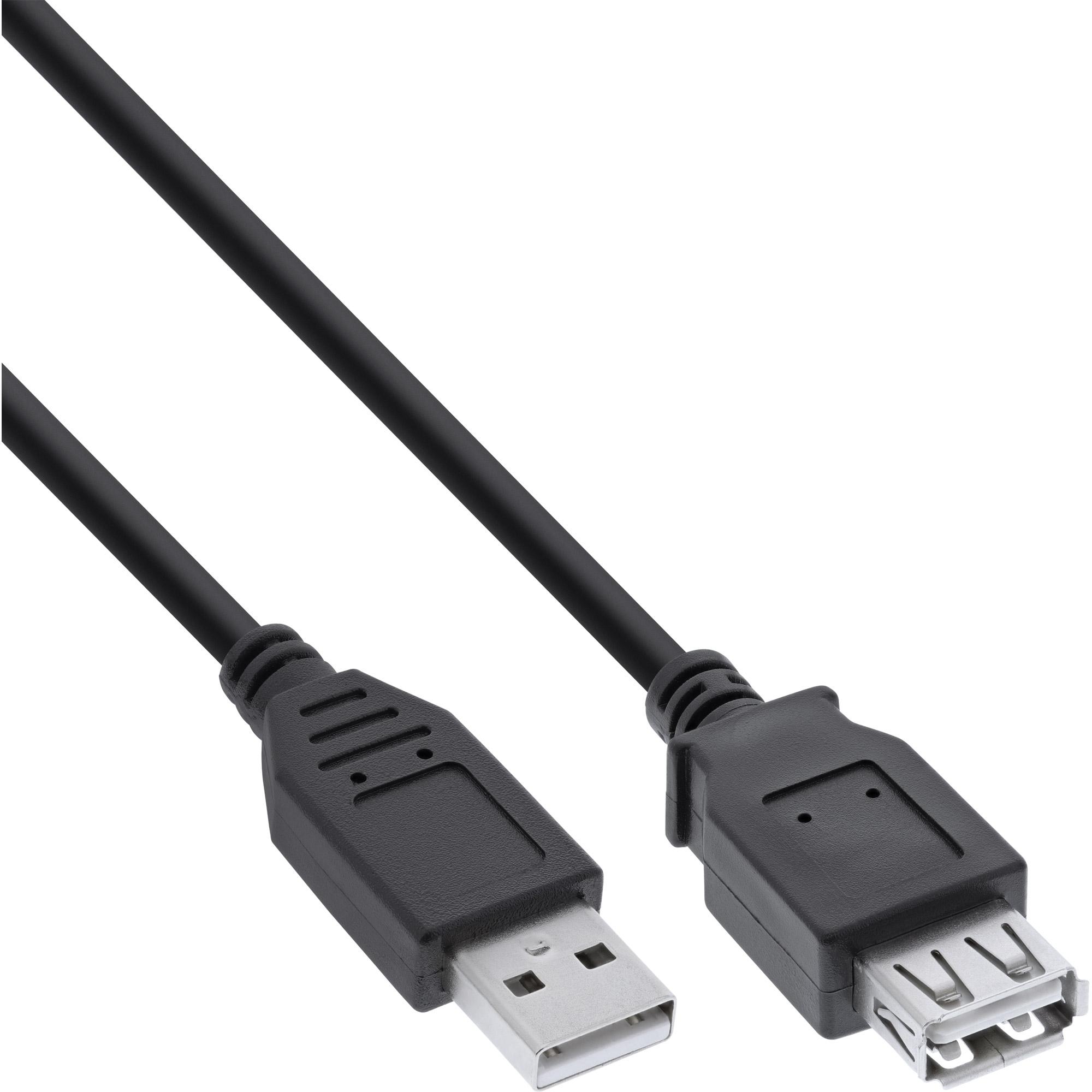 InLine 100er B-Pack  USB 2.0 Verlängerung, USB-A Stecker/Buchse, schwarz, 1m (1 m, USB 2.0), Cavo USB