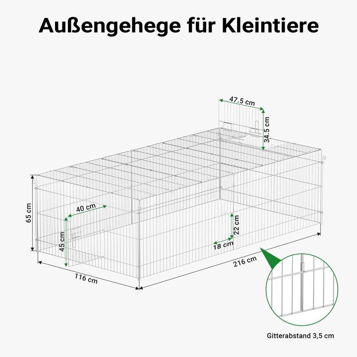 Actual product image Wiltec Outdoor enclosure cover 216x116x65cm small animal enclosure run outdoor enclosure