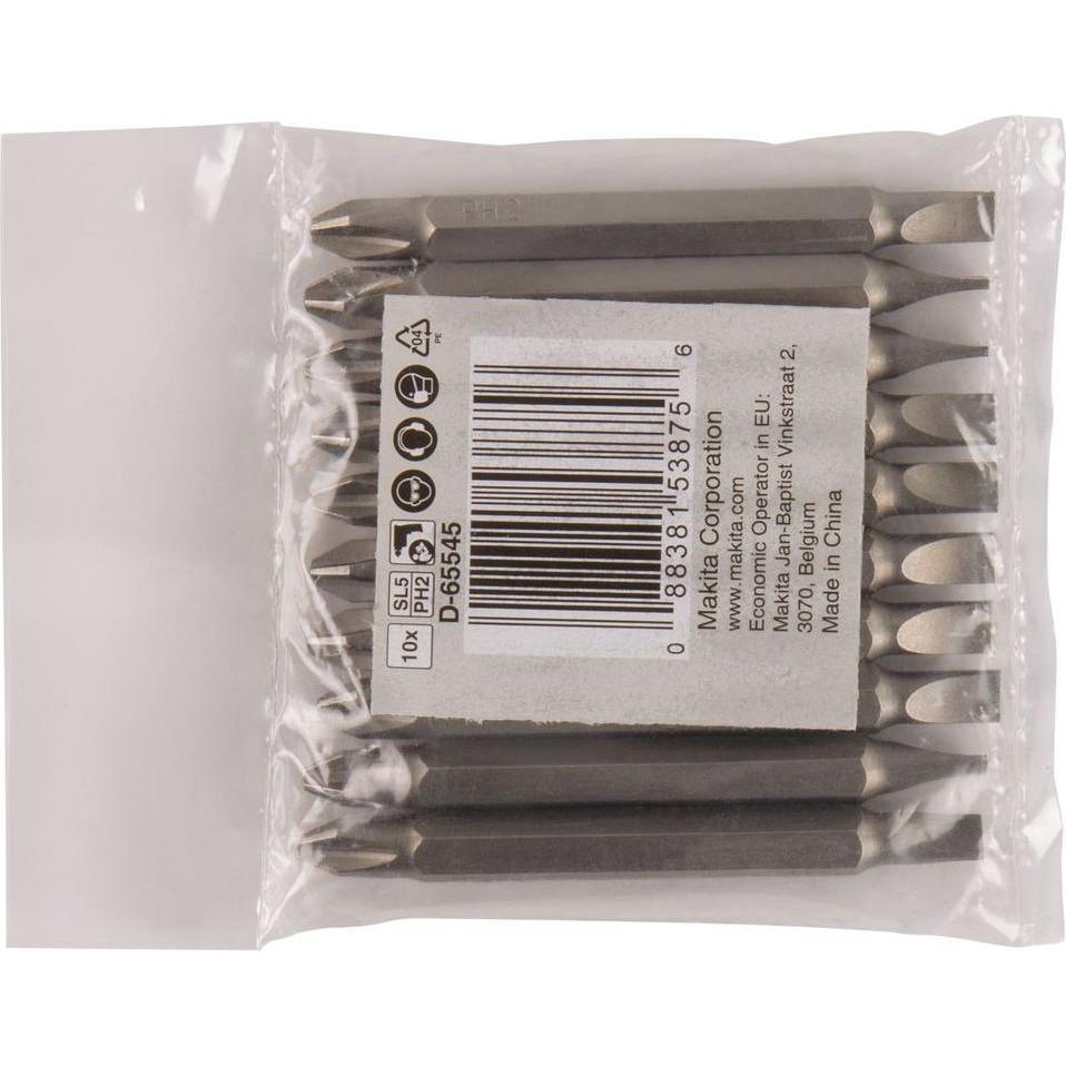 Makita, Chiave a bussola, Zubehör D-65545 Schraubenbit doppelt PH2-SL5 65mm 10 Stück