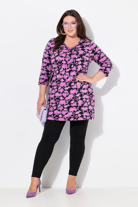 Produktbild Ulla Popken Longshirt, Biesen, A-Linie, V-Ausschnitt, 3/4-Arm (50, 52)