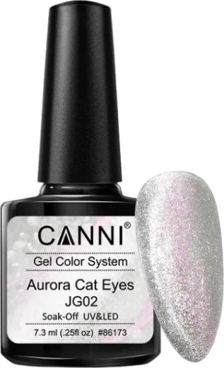 Canni Vernis en gel Cat Eyes Aurora argent/rose scintillant / JG02 UV/LED (Argent, Rose, Vernis à ongles effet gel)