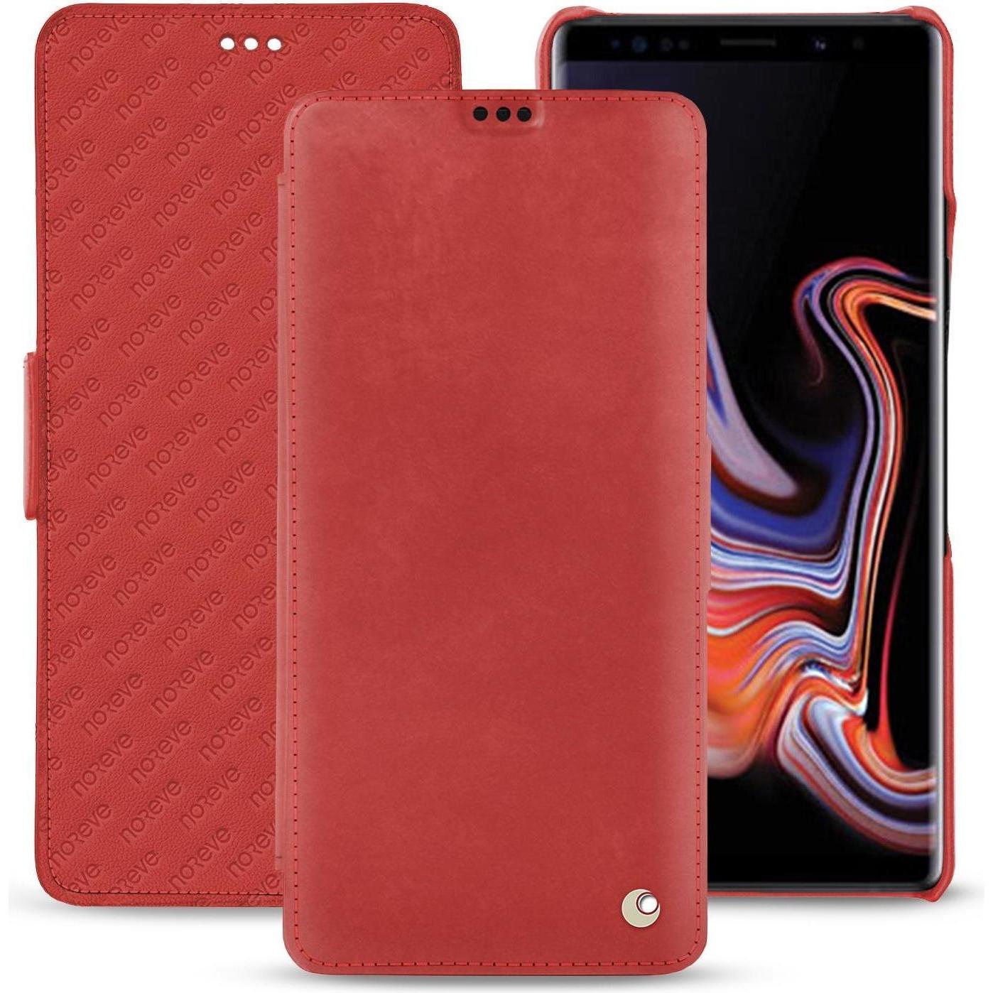 Noreve Lederschutzhülle horizontal (Samsung Galaxy Note 9), Smartphone Hülle, Rot
