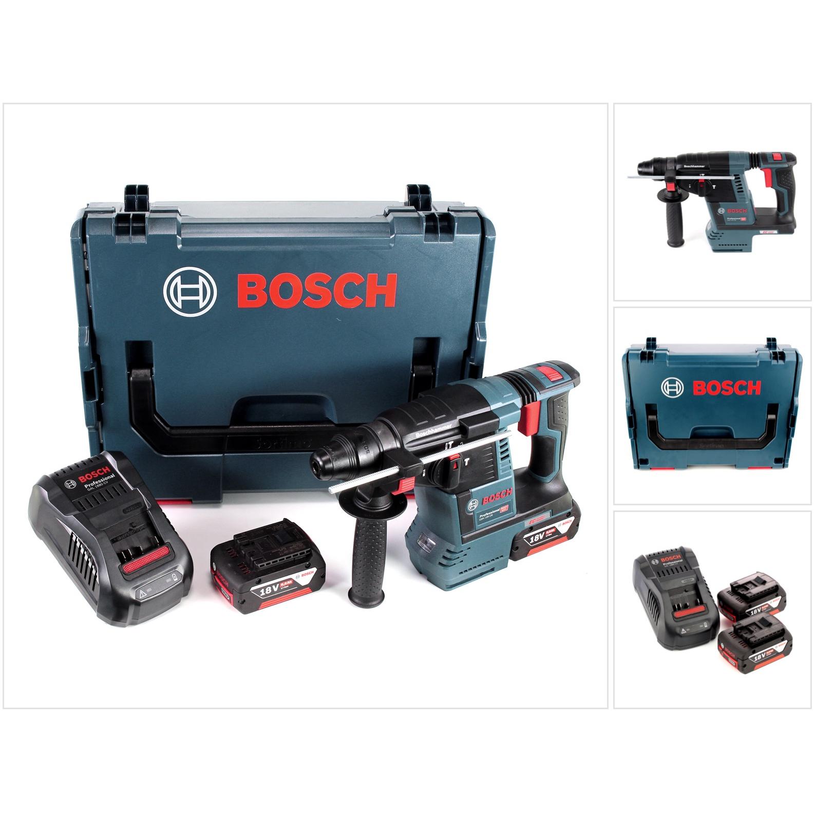 Bosch Professional, Bohrmaschine + Akkuschrauber, Bosch GBH 18V-26 Akku Bohrhammer 18V 2,6J brushless SDS-Plus + 2x Akku...