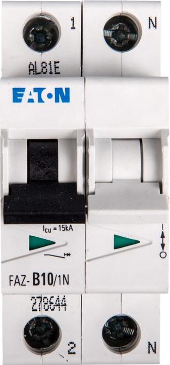 Immagine prodotto Eaton MCB, 10A, tipo B, 1Polo+N, 15kA