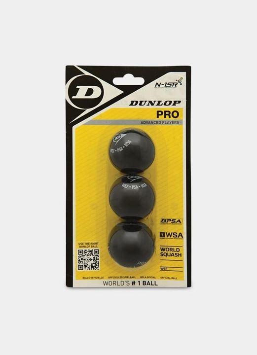 Actual product image Dunlop Squash ball PRO 2YellowDot 3-blister