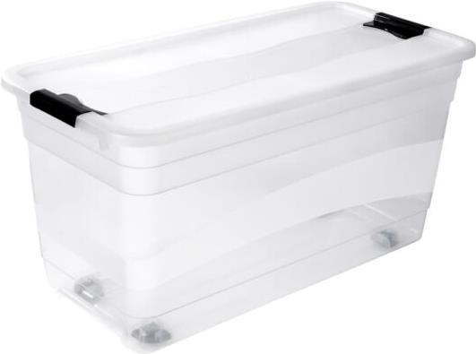 Produktbild keeeper Aufbewahrungsbox "konrad", mit Rollen, 83 Liter Box und Deckel: natur-transparent / Clips: anthrazit (39.50 cm, 83 l, 1x)