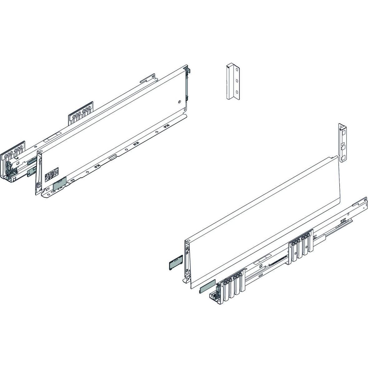 Blum, Schubladenauszüge, Schubkasten Komplett-Set Merivobox K, mit Korpusschiene