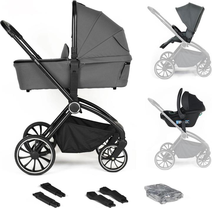 Actual product image BabyGo Pushchair 3in1 grey grey/black Frame (0 Months - 3 years)