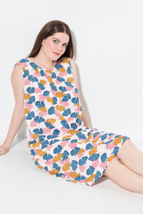 Immagine prodotto Ulla Popken Camicia da notte dal taglio smanicato in cotone biologico con ginkgo e scollo a girocollo (54)