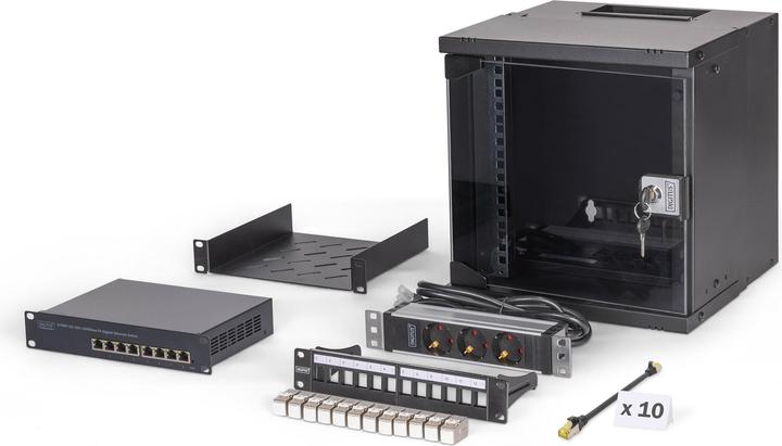Image du produit Digitus Kit réseau 10", boîtier mural 6U et accessoires, sw SOHO PRO version (6 HE, Rack 10 pouces)