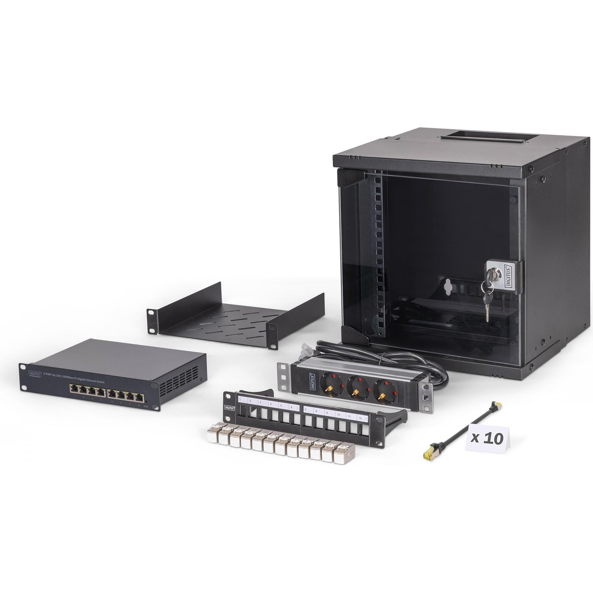 Digitus DN 10 09U B 10inch wandkast 9 HE Zwart (RAL 9005