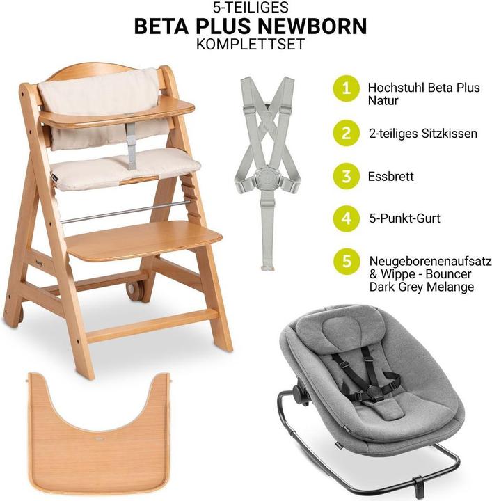 Actual product image Hauck Hochstühle Beta Plus Natural 5-tlg. Newbornset - Hochstuhl (Stair high chair)