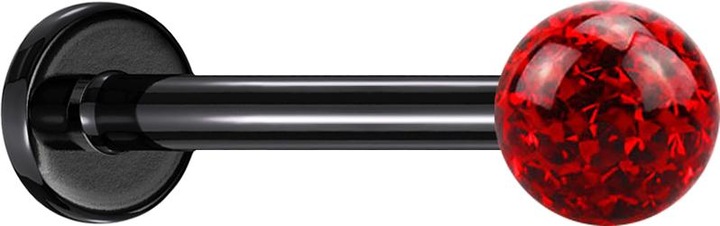 Image du produit Star Piercing Micro Labret noir avec boule de cristal rouge couche protectrice d'époxy (Titane G23, sans laiton)