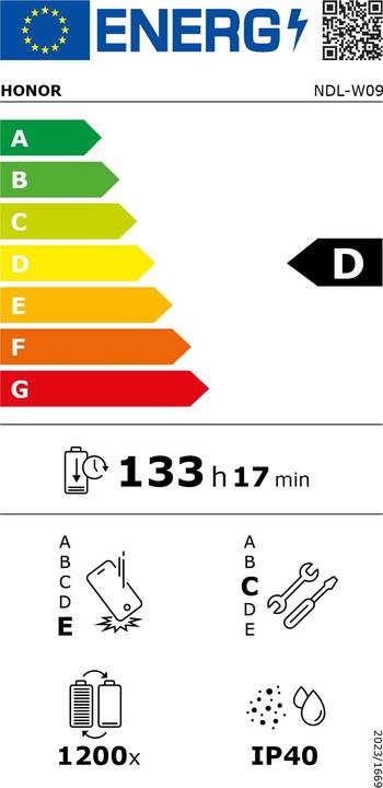 Label énergétique Honor Pad X8a (4G, 11", 128 Go, Gris)