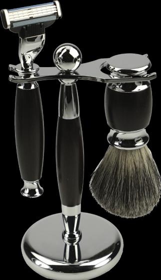 Image du produit Ensemble de rasage bois de rose/chrome, rasoir Mach 3, blaireau pur