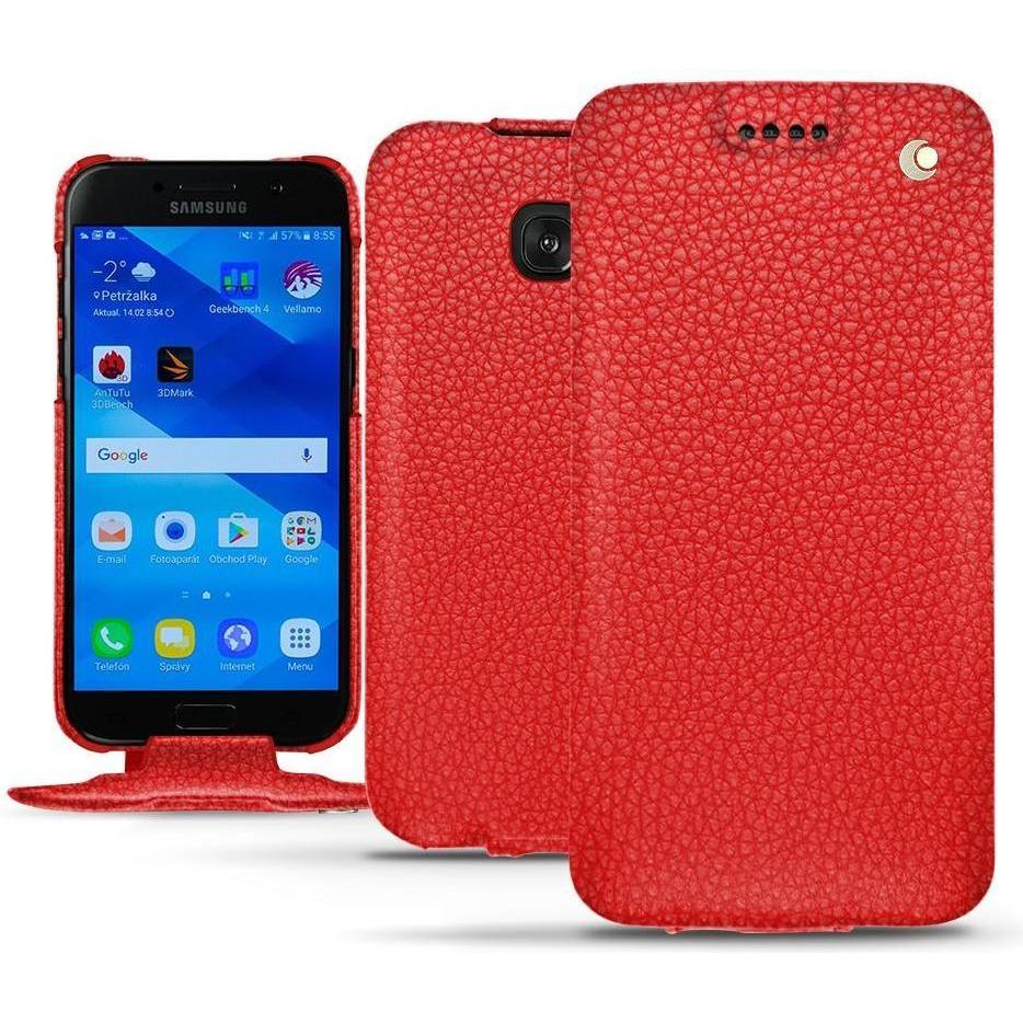 Noreve Lederschutzhülle vertikal (Samsung Galaxy A3 (2017)), Smartphone Hülle, Rot