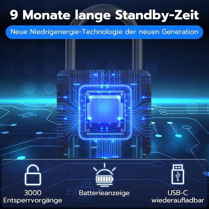 Immagine prodotto Anweller Vorhängeschloss mit Fingerabdrucksensor