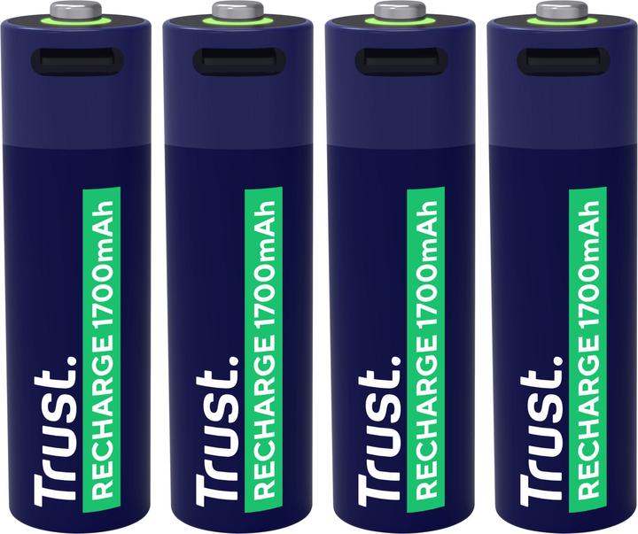 Actual product image Trust USB-C Rechargeable Batteries 4p (4 pcs., AA, 1700 mAh)