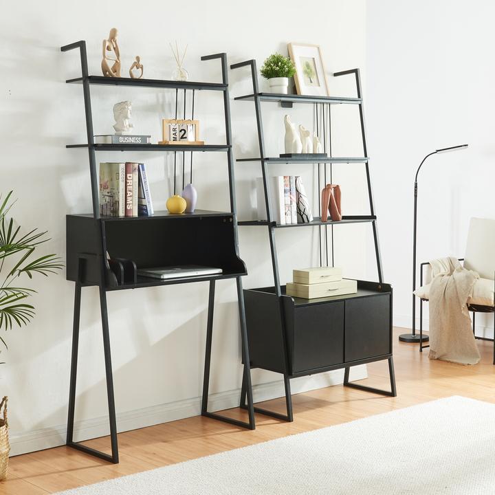 Produktbild En.Casa Möbelset Storfjord 2-tlg. 1x Schreibtisch, 1x Leiterregal mit Schrank