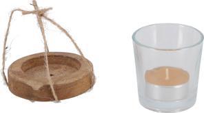 Produktbild Teelichthalter Maro Klar/Naturglas/Holz