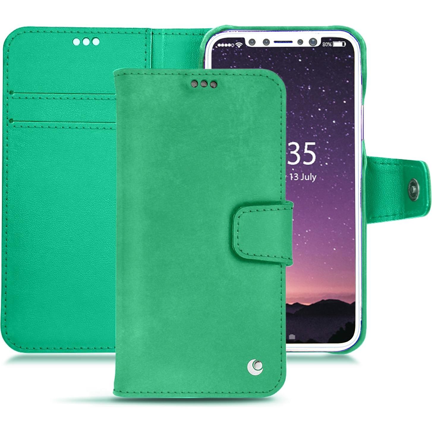 Noreve Lederschutzhülle Wallet (Apple iPhone X), Smartphone Hülle, Grün
