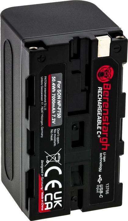 Actual product image Berenstargh Sony NP-F750 7000mAh USB-C input battery (Camera battery)