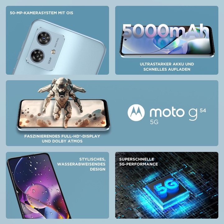 Actual product image Motorola Moto G54 (256 GB, Glacier Blue, 6.50", SIM + eSIM, 50 Mpx, 5G)