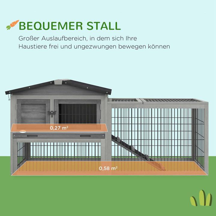 Image du produit PawHut Kaninchenstall Tannenholz Grau