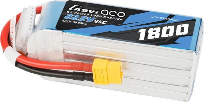 Actual product image Gens Ace Lipo Pack 1800mAh 22.2V 45C 6S1P(XT60) (22.20 V, 1800 mAh)